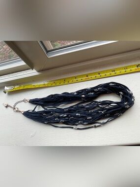 Multi-Strand Navy Beaded Fabric Necklace Cold Water Creek 🐾